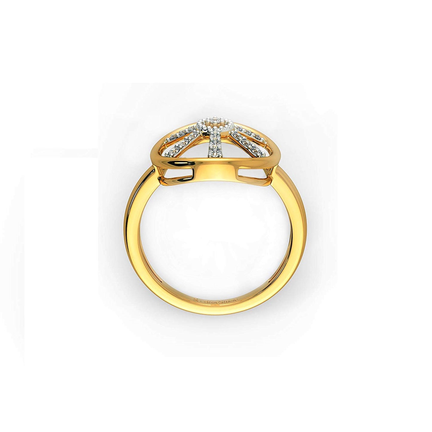 atjewels 14k Yellow Gold Over .925 Sterling Silver Round Cut White CZ Wheel Ring For Unisex MOTHER'S DAY SPECIAL OFFER - atjewels.in