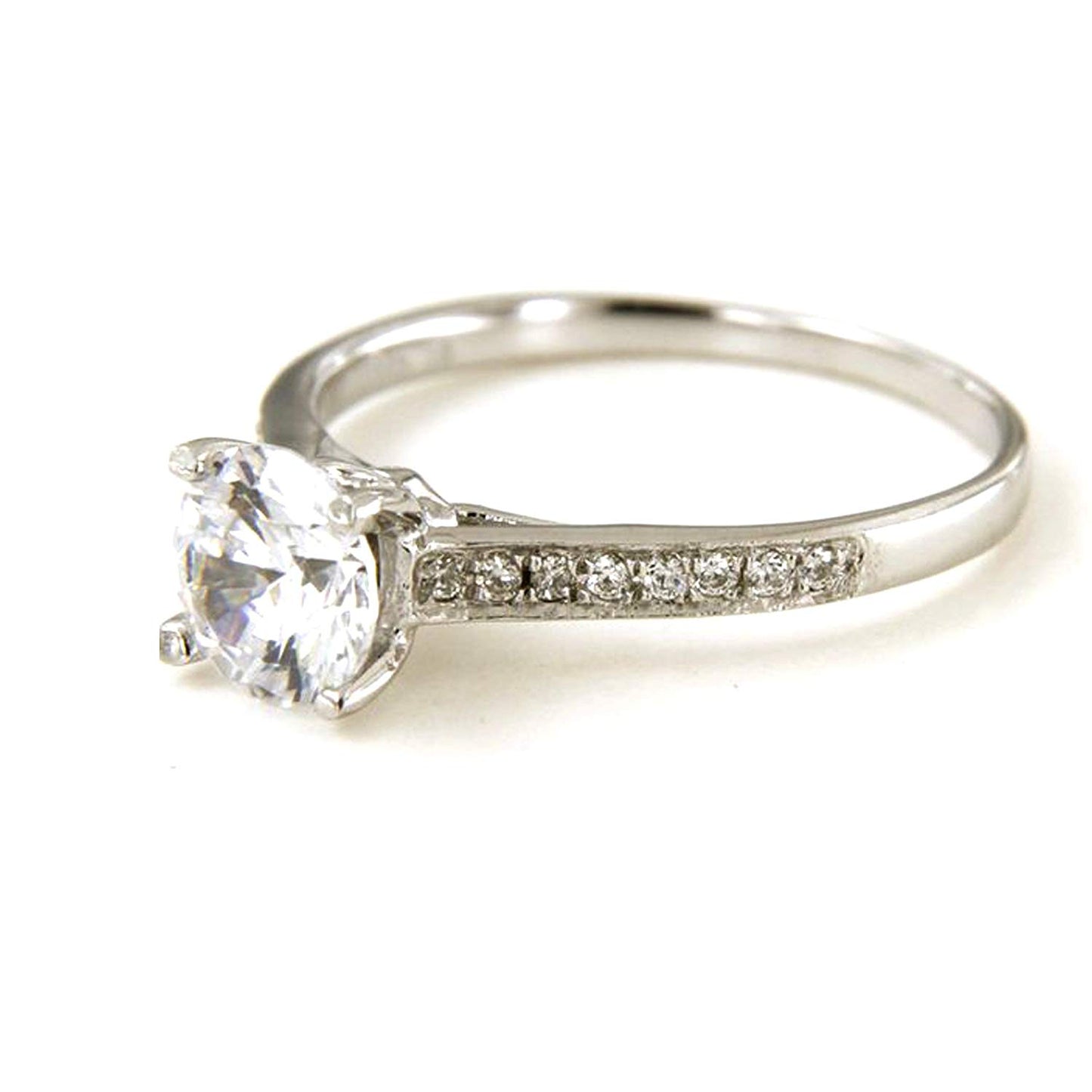 atjewels Round Cut White Cubic Zirconia .925 Sterling Silver Solitaire W/ Accents Ring For Women's MOTHER'S DAY SPECIAL OFFER - atjewels.in