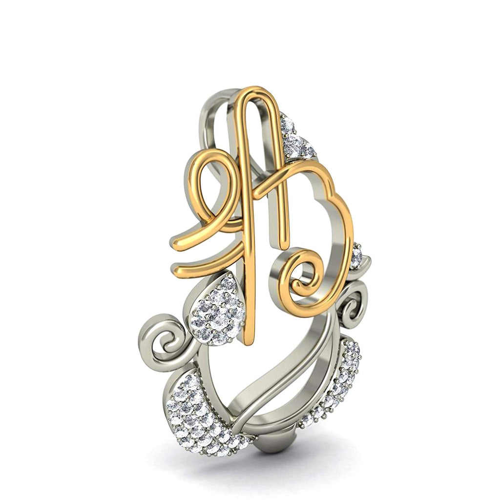 atjewels 18K Yellow & White Gold Plated on Silver Round CZ Shree Ganesh Pendant For Men's & Women's MOTHER'S DAY SPECIAL OFFER - atjewels.in