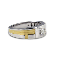 atjewels Two tone Gold Over 925 Streling White Round CZ in Prong Set Mens Band Ring For Free Sizing Special Father's day MOTHER'S DAY SPECIAL OFFER - atjewels.in