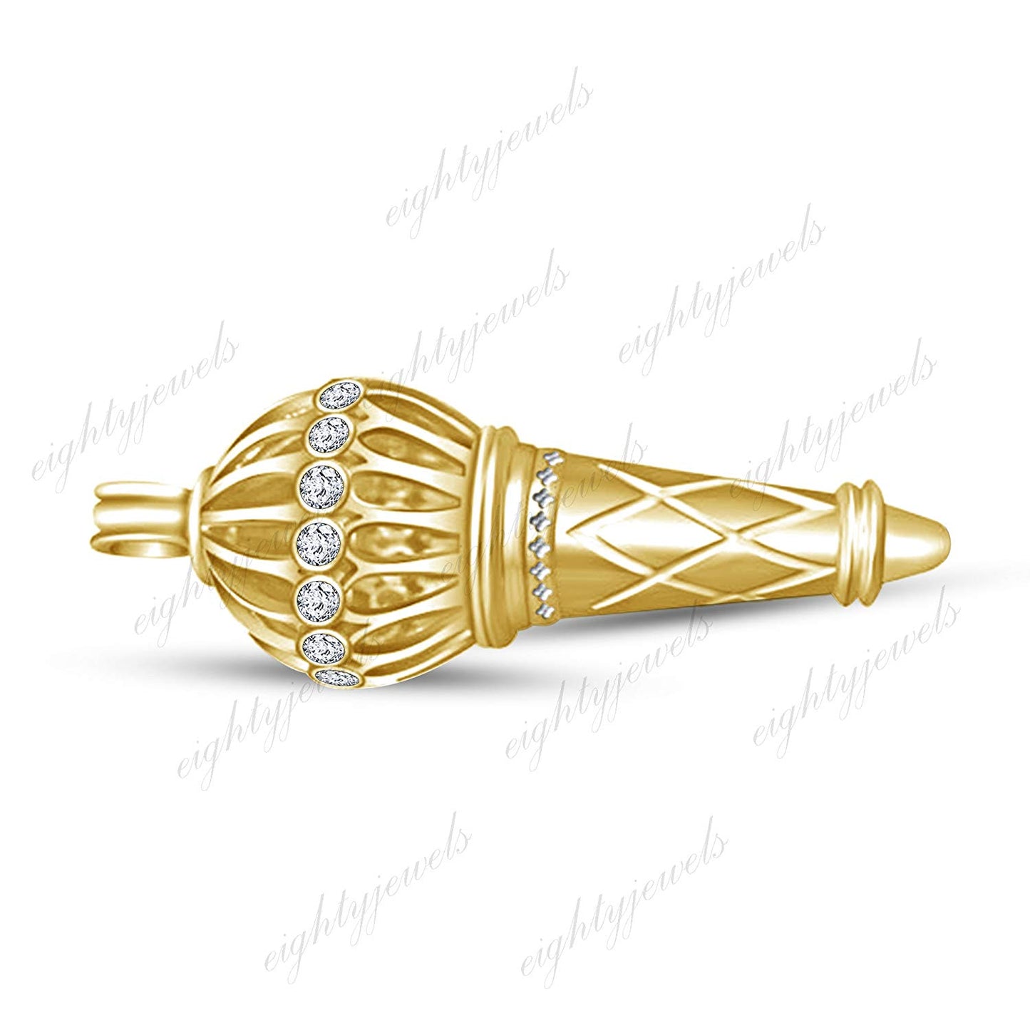 atjewels Yellow Gold Finish Over .925 Sterling Silver Bajrangi Bhaijan Style Hanuman Ji Ki Gadha Pendant MOTHER'S DAY SPECIAL OFFER - atjewels.in