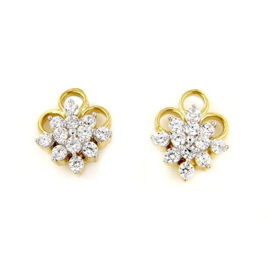 atjewels White CZ Anniversary Stud Earrings in 18k Yellow Gold Over 925 Sterling Silver MOTHER'S DAY SPECIAL OFFER - atjewels.in