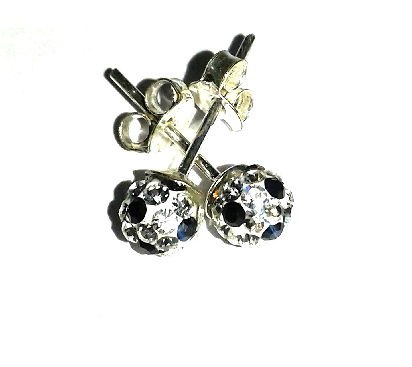 atjewels Round Cut Crystal Sterling Silver Pave Ball Stud Earrings, Crystal Fireball Disco Ball Earrings 1 Pair For Girl's and Women's Fancy Party Wear Earrings - atjewels.in