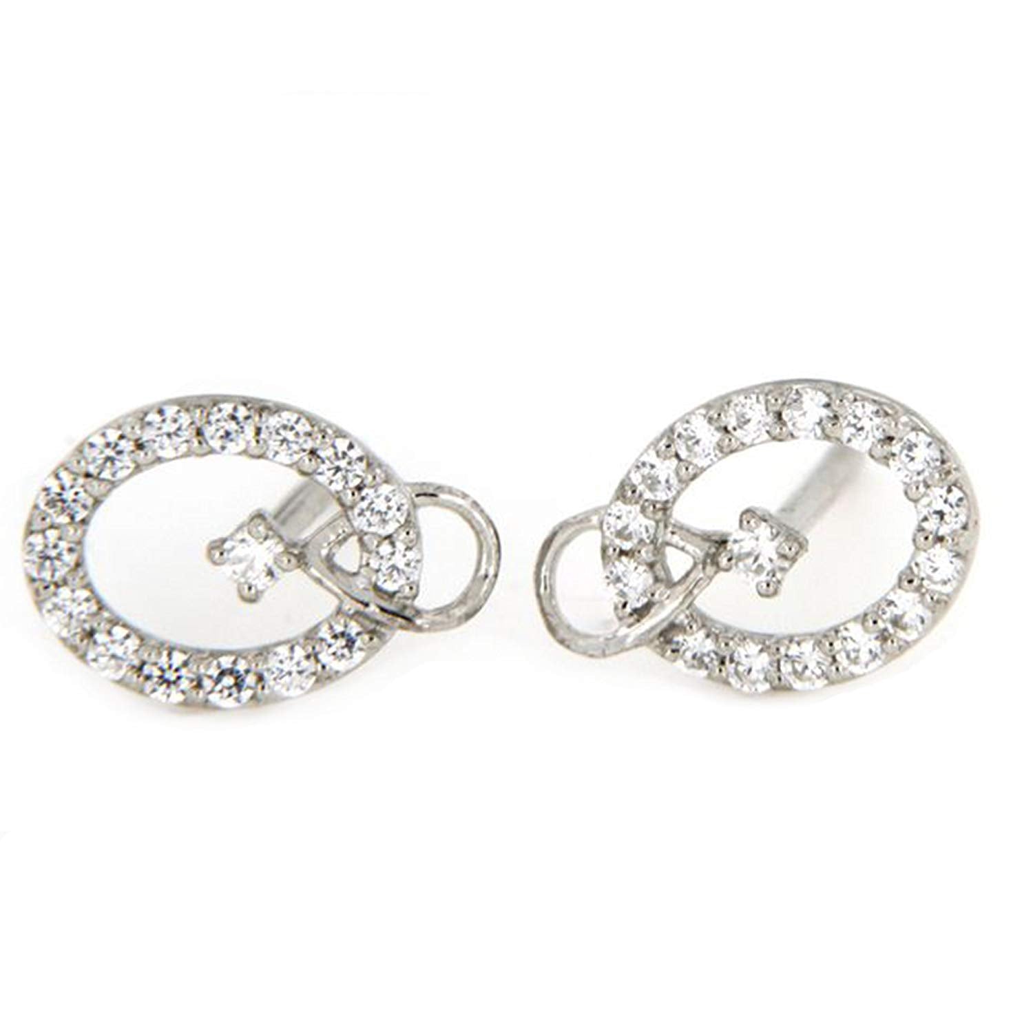 atjewels 18K White Gold Over 925 Sterling Siver White CZ Post & Butterfly Engagement Stud Earrings MOTHER'S DAY SPECIAL OFFER - atjewels.in