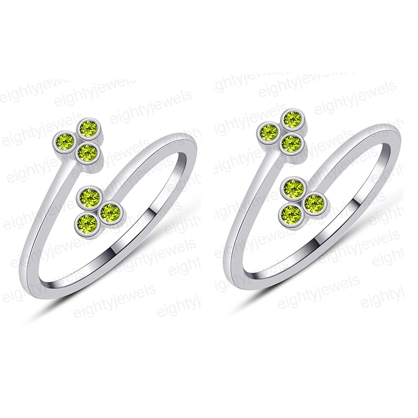 atjewels Bypass Adjustable ToeRing in 14K White Gold Plated On Sterling Silver Gemstone Variation For Women's - atjewels.in