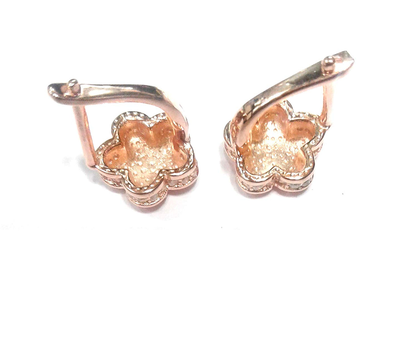 atjewels Round Cut White CZ 14k Rose Gold Over 925 Sterling Silver Flower Hoop Earrings For Girl's and Women's For MOTHER'S DAY SPECIAL OFFER - atjewels.in