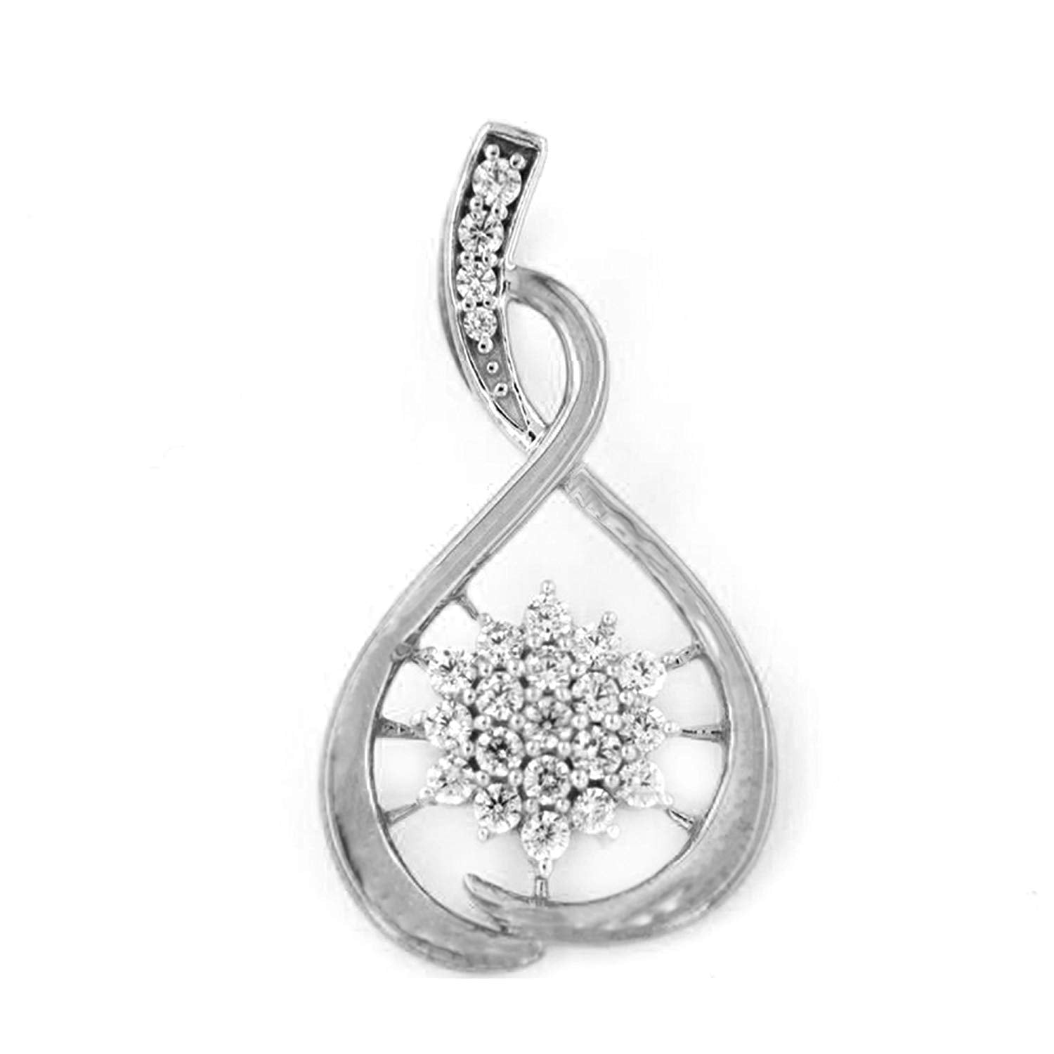 atjewels 0.74 TCW with Solid 925 Sterling Silver Round White Zirconia Infinity Flower Pendant MOTHER'S DAY SPECIAL OFFER - atjewels.in
