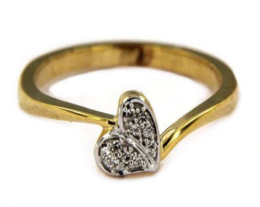 atjewels 0.08 Carat Round White CZ For Women's Spl 14k Yellow Gold Over 925 Sterling Silver Heart Leaf Shaped Ring MOTHER'S DAY SPECIAL OFFER - atjewels.in
