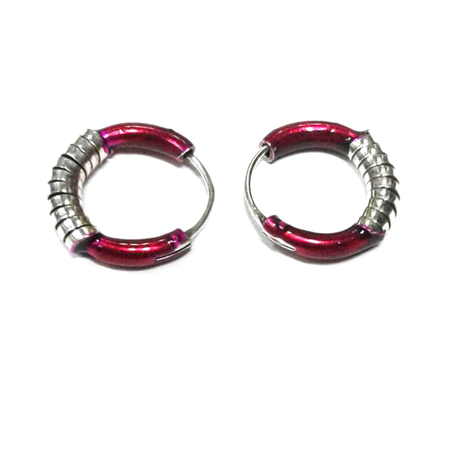 atjewels .925 Sterling Silver With Red Color Enamel Hoop Earrings For Kid's & Women's MOTHER'S DAY SPECIAL OFFER - atjewels.in
