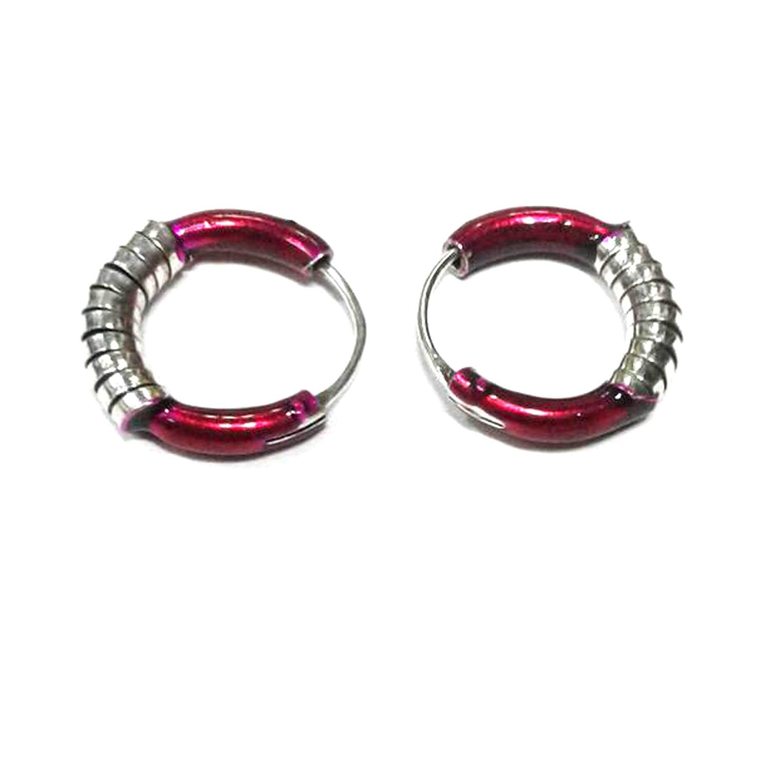 atjewels .925 Sterling Silver With Red Color Enamel Hoop Earrings For Kid's & Women's MOTHER'S DAY SPECIAL OFFER - atjewels.in
