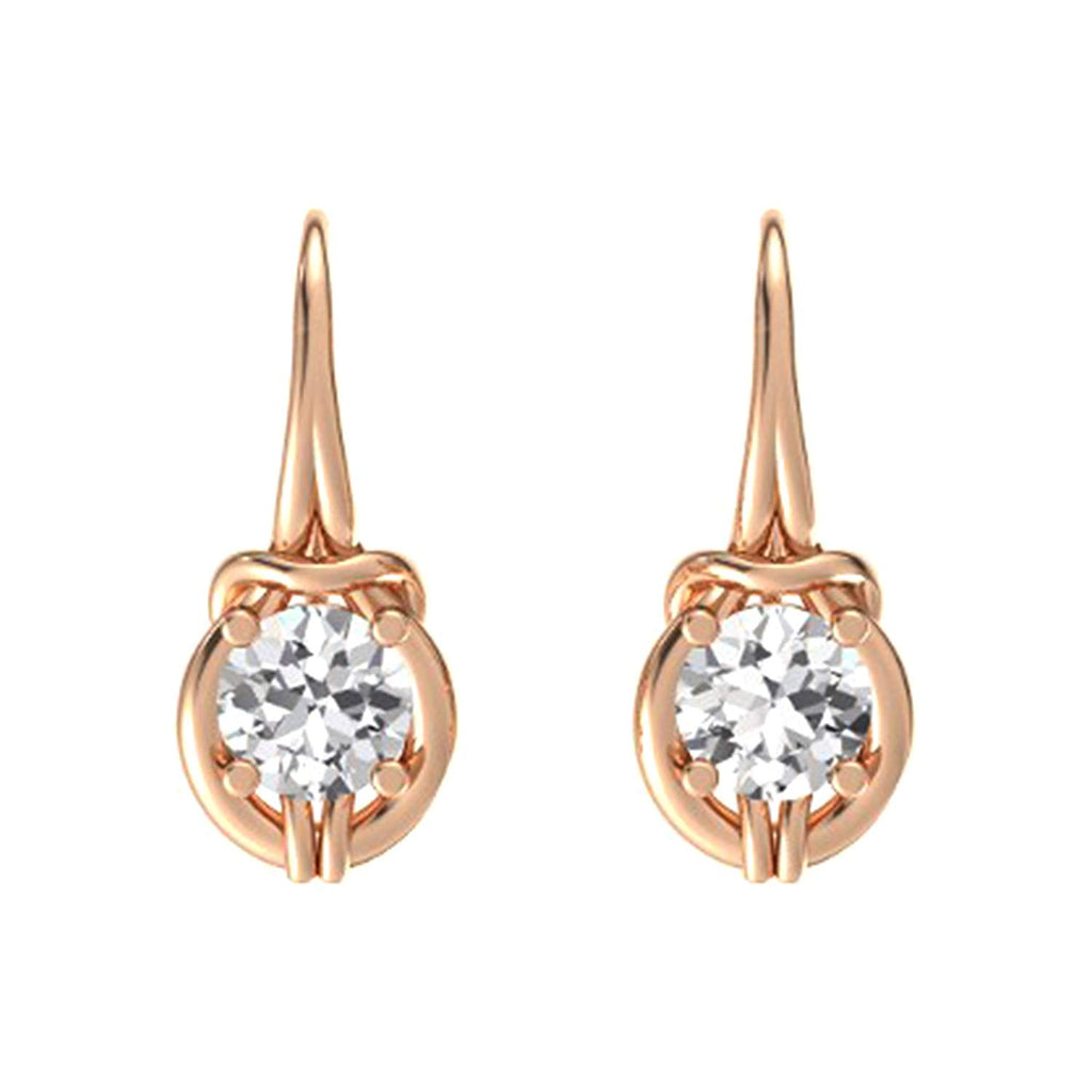 atjewels 14k Rose Gold Over Sterling Silver Round Cut White Diamond Dangle Earrings For Women/Girls MOTHER'S DAY SPECIAL OFFER - atjewels.in