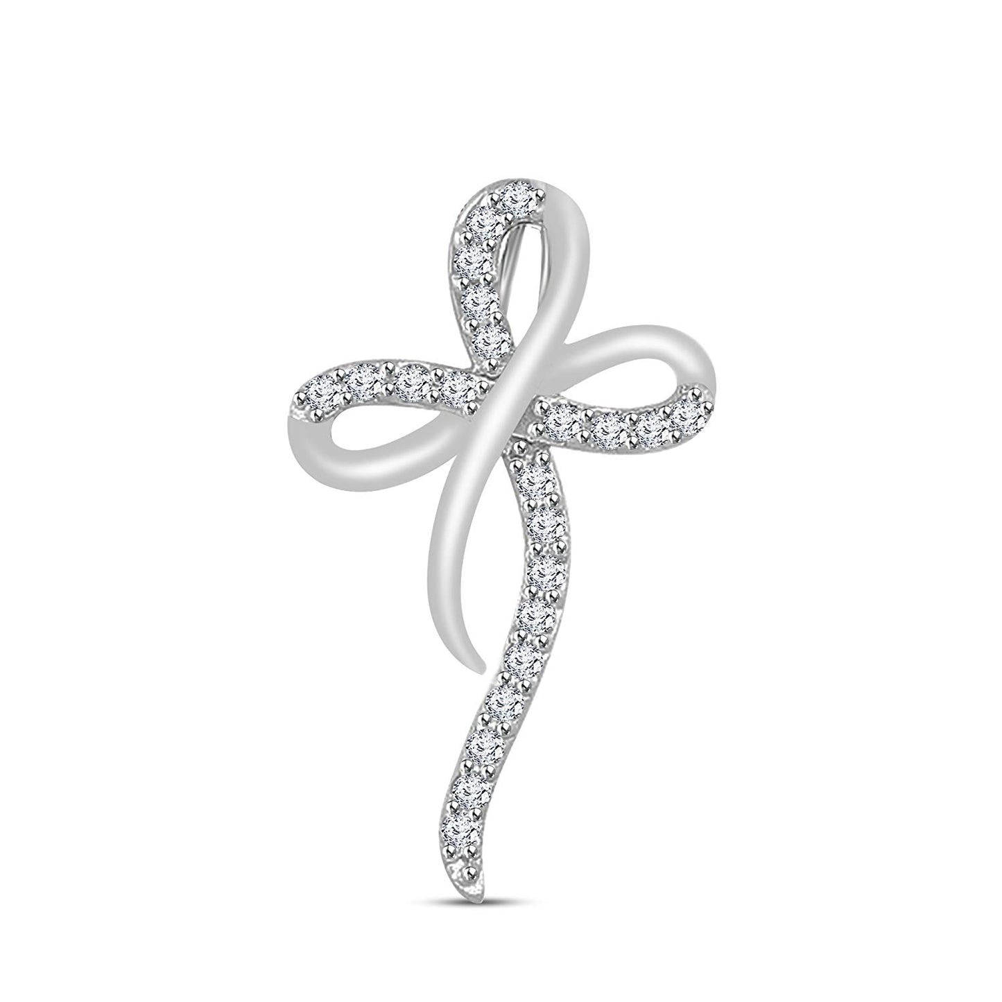 atjewels 18K White Gold Over 925 Sterling White CZ Cross Pendant MOTHER'S DAY SPECIAL OFFER - atjewels.in