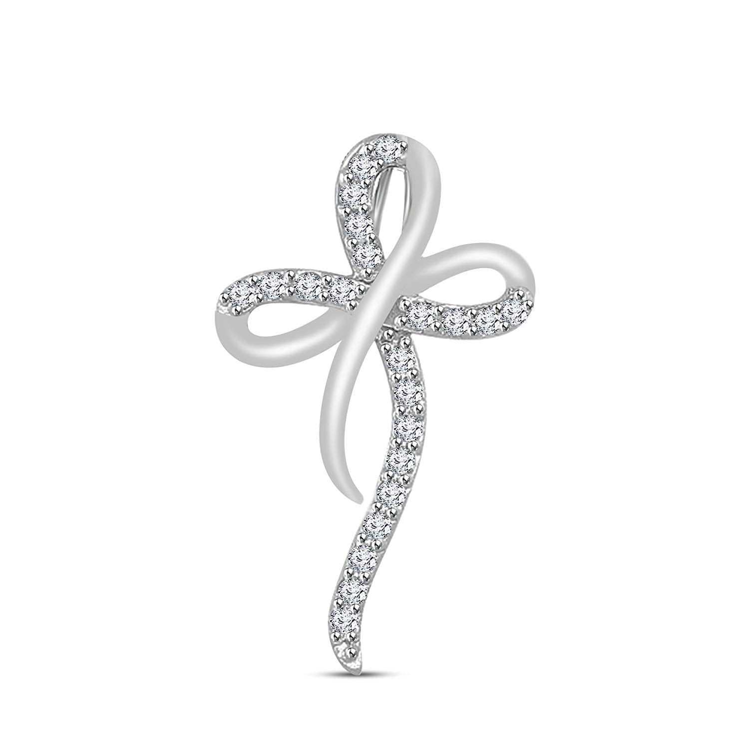 atjewels 18K White Gold Over 925 Sterling White CZ Cross Pendant MOTHER'S DAY SPECIAL OFFER - atjewels.in