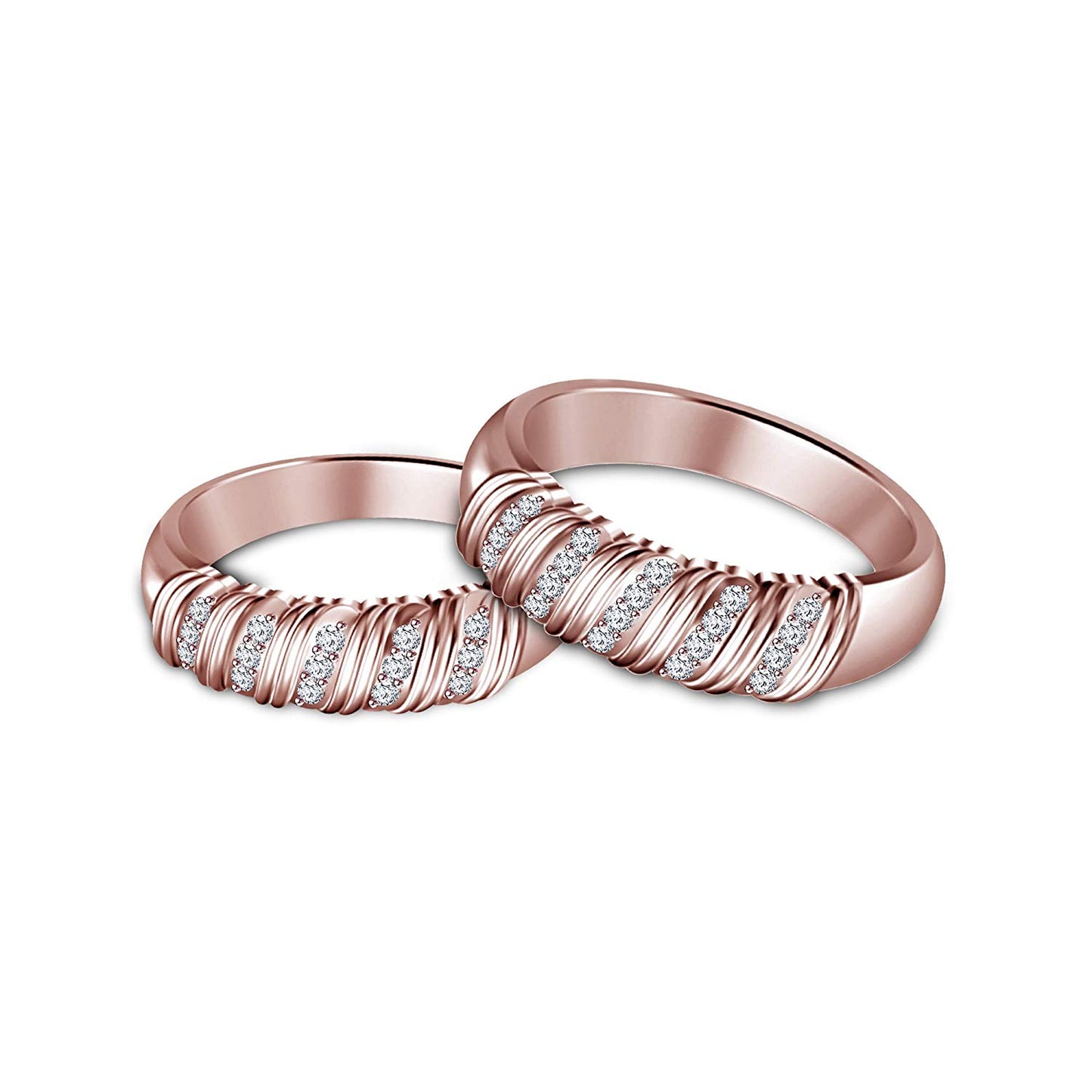 atjewels Round White Cubic Zirconia in 14K Rose Gold Over .925 Silver Engagement Ring For Women's MOTHER'S DAY SPECIAL OFFER - atjewels.in