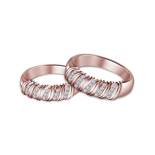 atjewels Round White Cubic Zirconia in 14K Rose Gold Over .925 Silver Engagement Ring For Women's MOTHER'S DAY SPECIAL OFFER - atjewels.in