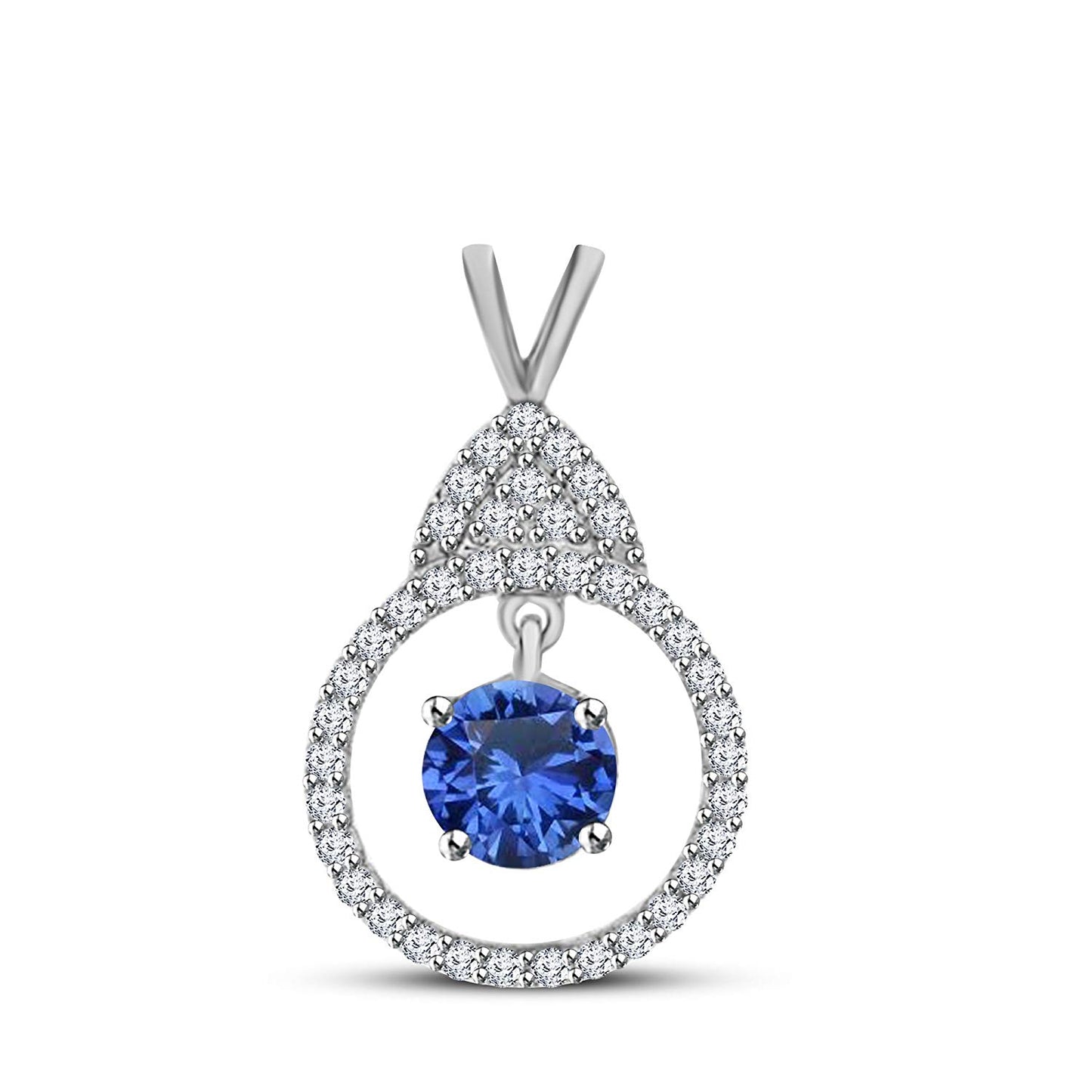 atjewels 14K White Gold Over 925 Sterling With Round Choose Varition Halo Pendant MOTHER'S DAY SPECIAL OFFER - atjewels.in