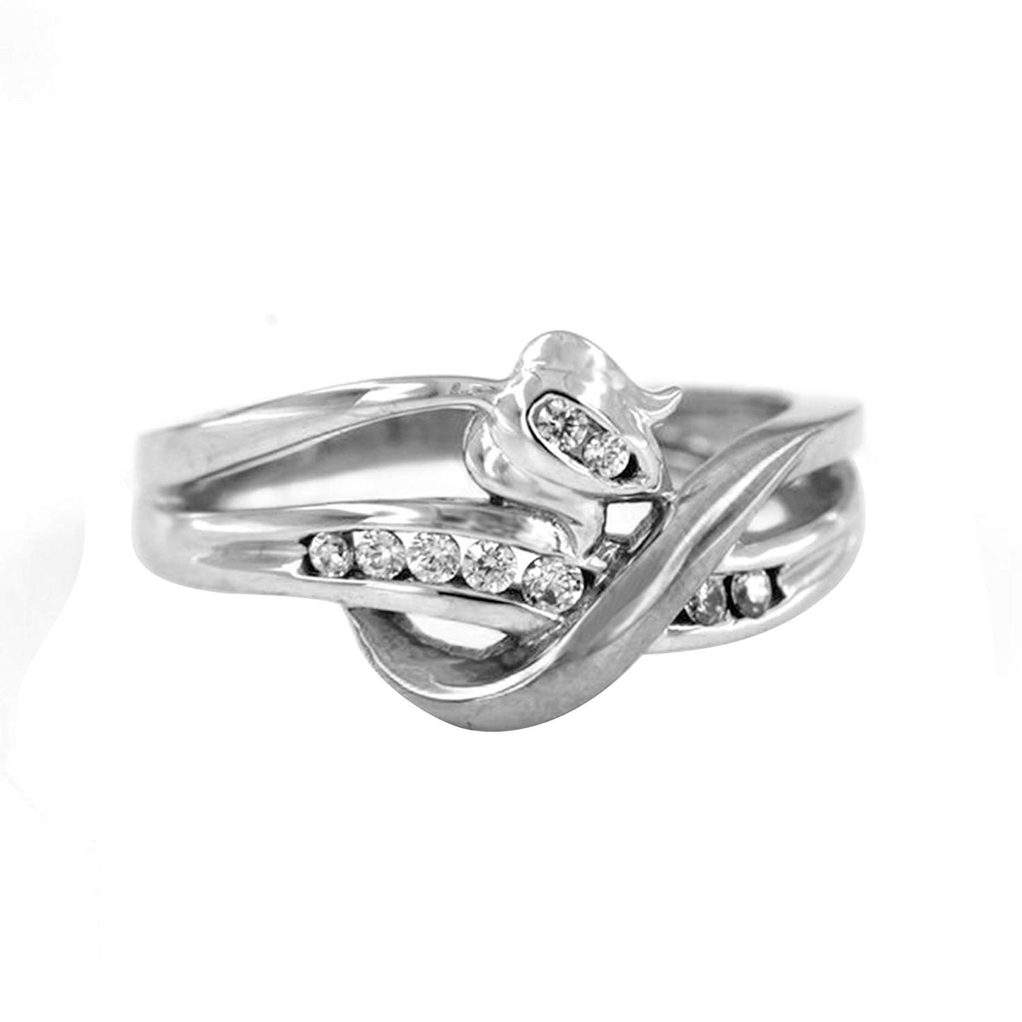 atjewels 0.26 CT with 14K White Gold Over 925 Sterling Round White CZ Lotus Flower Ring MOTHER'S DAY SPECIAL OFFER - atjewels.in