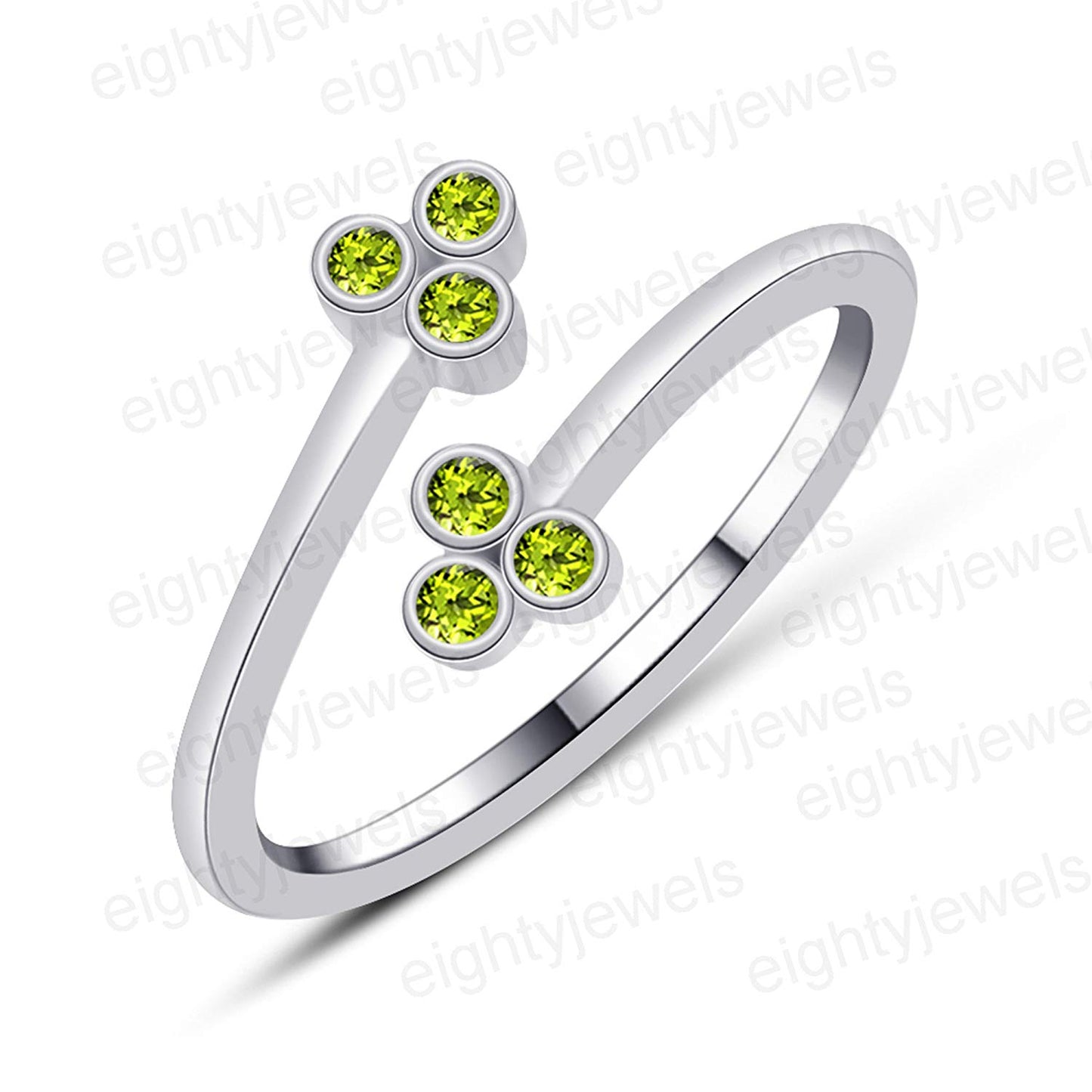 atjewels Bypass Adjustable ToeRing in 14K White Gold Plated On Sterling Silver Gemstone Variation For Women's - atjewels.in