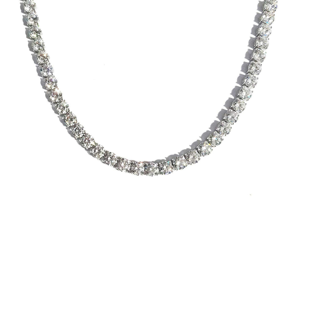 ATJewels 50 CT Round Cut Cubic Zirconia Solid 14k White Gold Over Unisex Tennis 16" Necklace - atjewels.in
