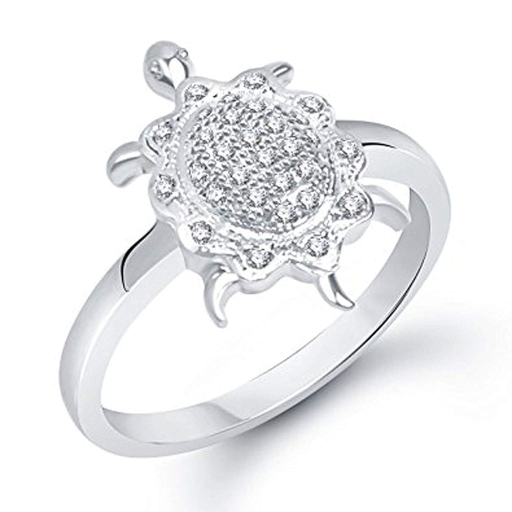 atjewels .925 Sterling Silver Round Cut White Diamond tortoise Ring For Unisex Navratri Special - atjewels.in