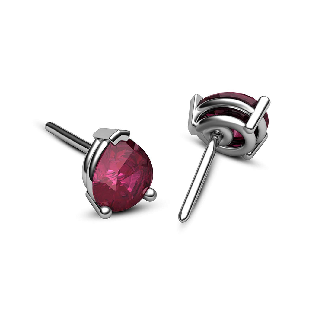14k White Gold Over Sterling Pear Pink Sapphire Stud Earrings For Women's MOTHER'S DAY SPECIAL OFFER - atjewels.in