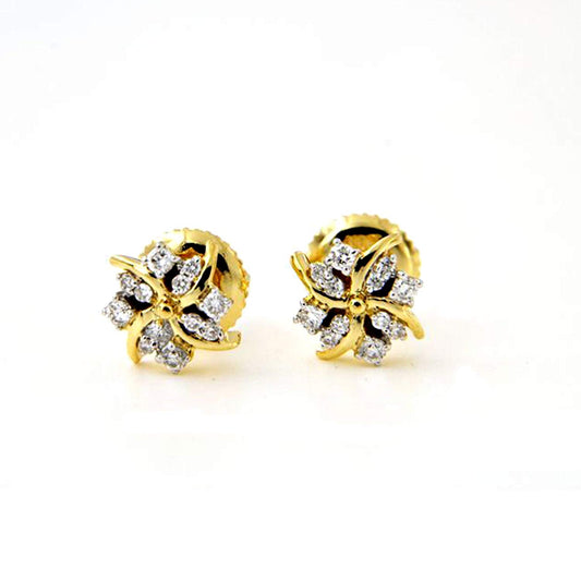 atjewels 14k Yellow Gold Plated 925 Sterling Silver White CZ Cluster Stud Women Earrings MOTHER'S DAY SPECIAL OFFER - atjewels.in