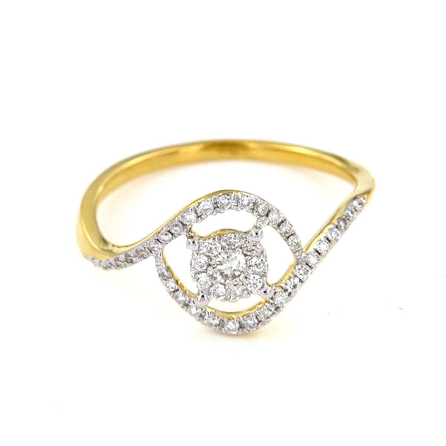 atjewels 18K Yellow Gold Over .925 Sterling Silver Round White Cubic Zirconia Cluster Ring MOTHER'S DAY SPECIAL OFFER - atjewels.in