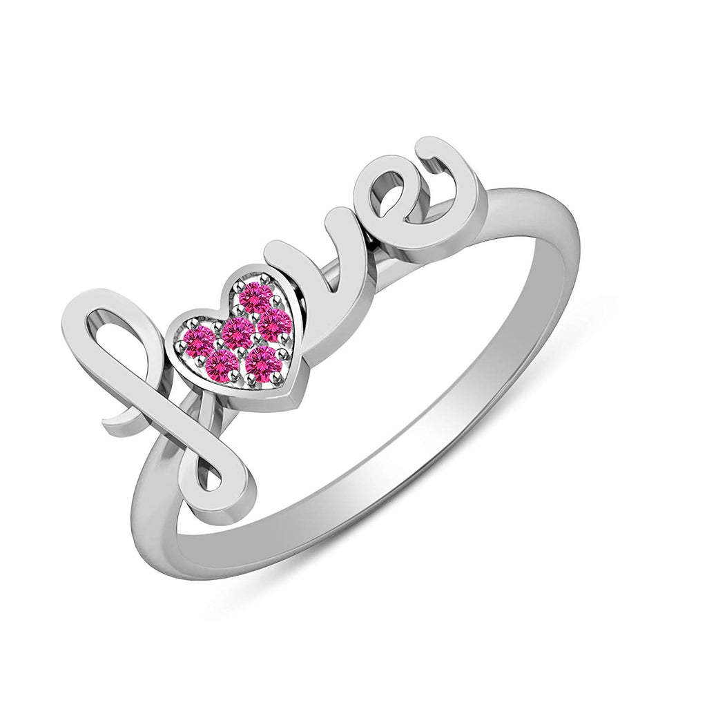 atjewels Round Pink Sapphire 14K White Gold Over 925 Silver Love Heart Ring MOTHER'S DAY SPECIAL OFFER - atjewels.in