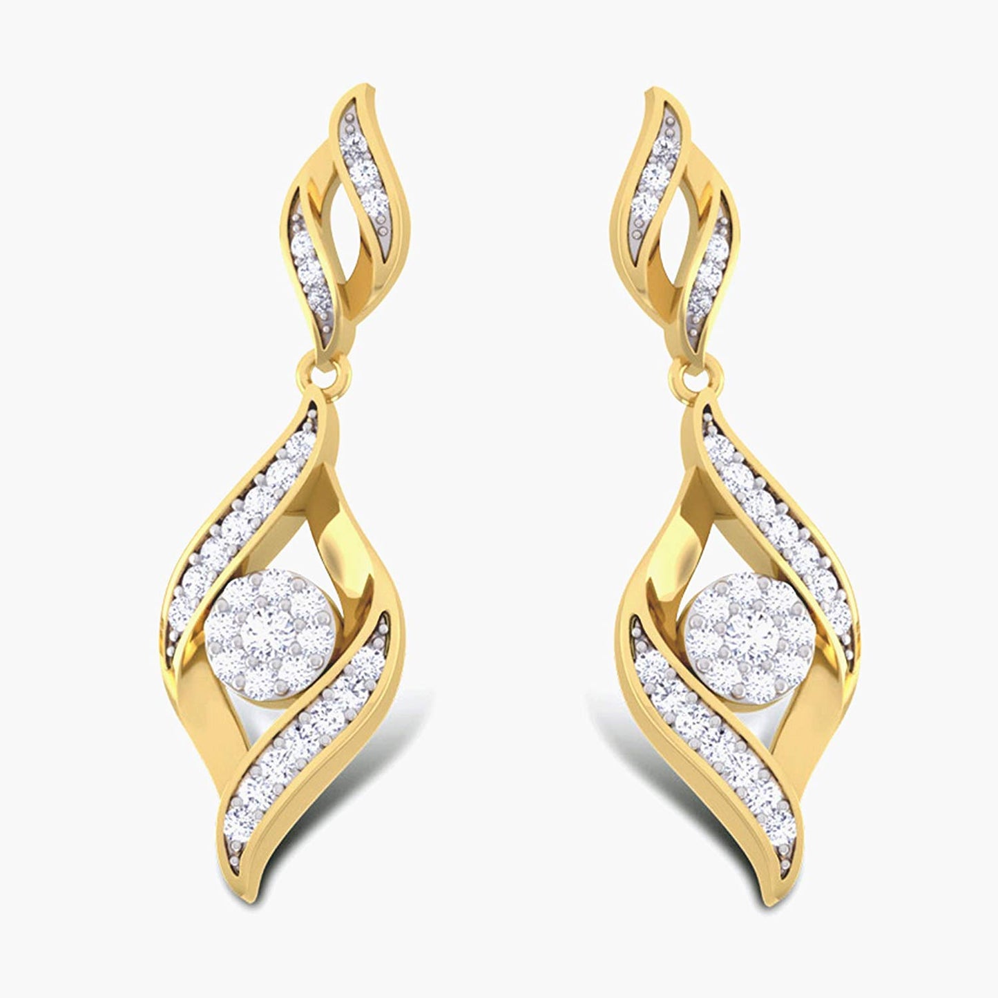 atjewels 14K Yellow Gold Over .925 Silver Round Cut Crystalline Earrings For Women's MOTHER'S DAY SPECIAL OFFER - atjewels.in