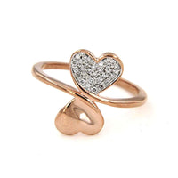 atjewels 14K Rose Gold on 925 Sterling Round White Zirconia Heart Bypass Ring MOTHER'S DAY SPECIAL OFFER - atjewels.in