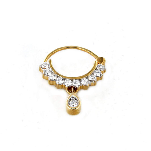 atjewels Round Cut CZ Nose Pin In 14k Yellow Gold Plated On .925 Sterling Silver MOTHER'S DAY SPECIAL OFFER - atjewels.in