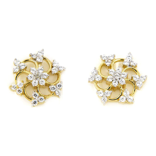atjewels 18K Yellow Gold Over 925 Sterling White CZ Post Back Engagement Stud Earrings For Women's MOTHER'S DAY SPECIAL OFFER - atjewels.in