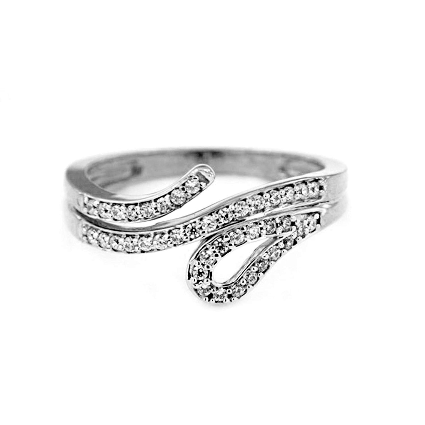 atjewels 14K White Gold Over 925 Silver 0.5 TCW with Round White CZ Engagement Bypass Ring MOTHER'S DAY SPECIAL OFFER - atjewels.in