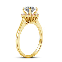 atjewels White CZ 18K Yellow Gold Over Sterling Silver Solitaire With Accents Ring For Women's MOTHER'S DAY SPECIAL OFFER - atjewels.in