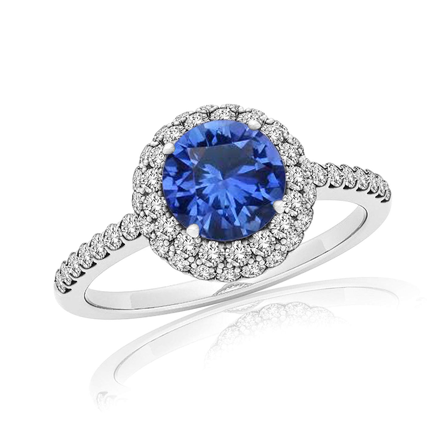 14K White Gold Plated .925 Sterling Silver Amthesty Holo Engagement Ring Free Sizing For Women's - atjewels.in