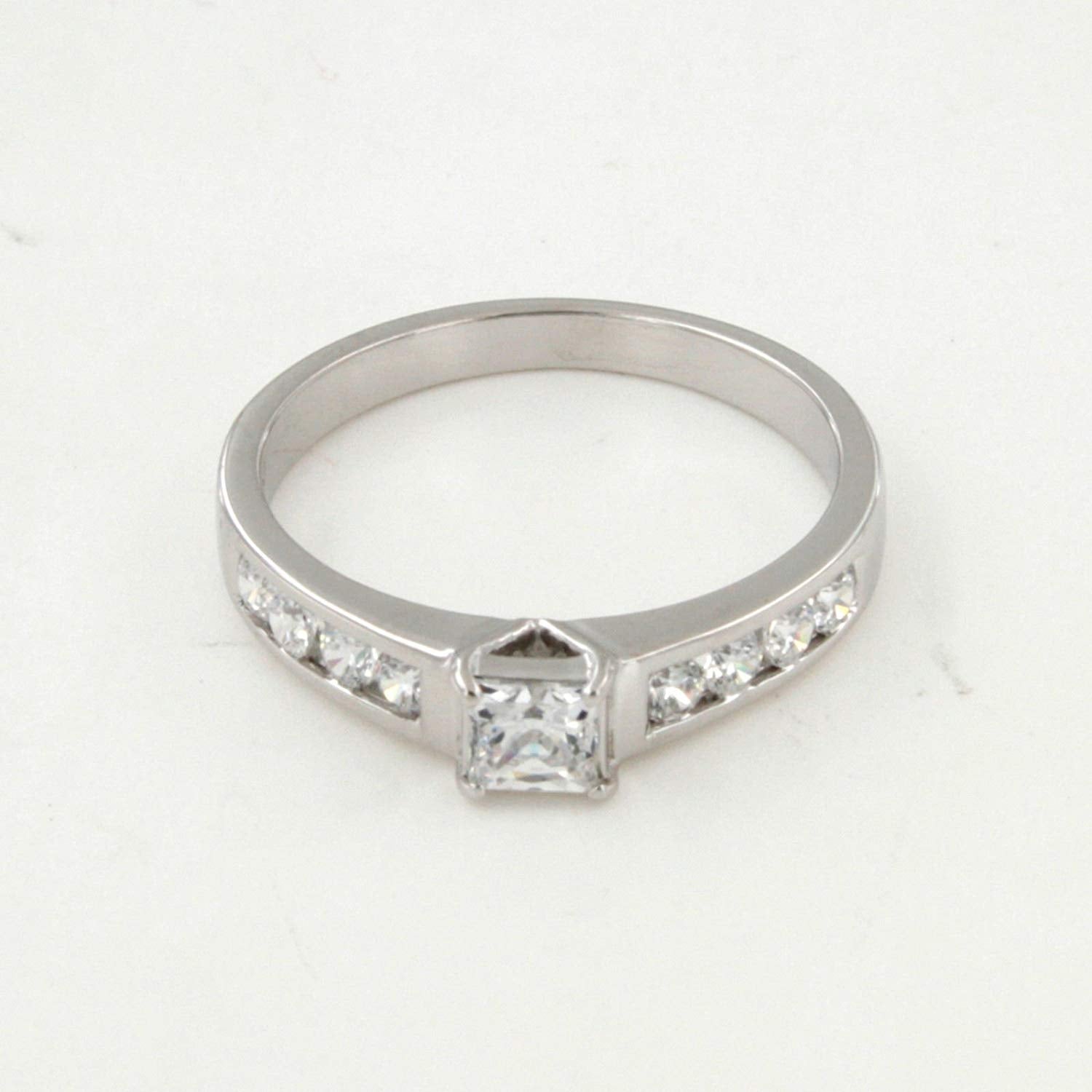 925/18K outlet WHITEGOLD PRINCESS RING SIZE