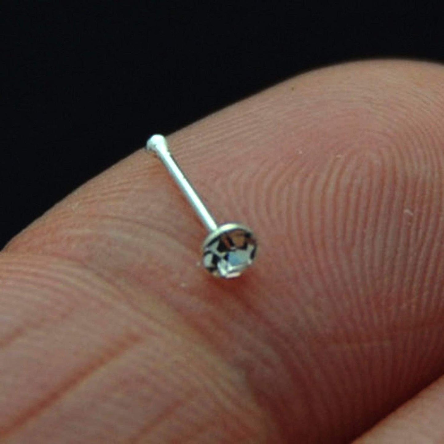 atjewels 14K White Gold Over 925 Sterling Silver Round White Cubic Zirconia Nose Pin MOTHER'S DAY SPECIAL OFFER - atjewels.in