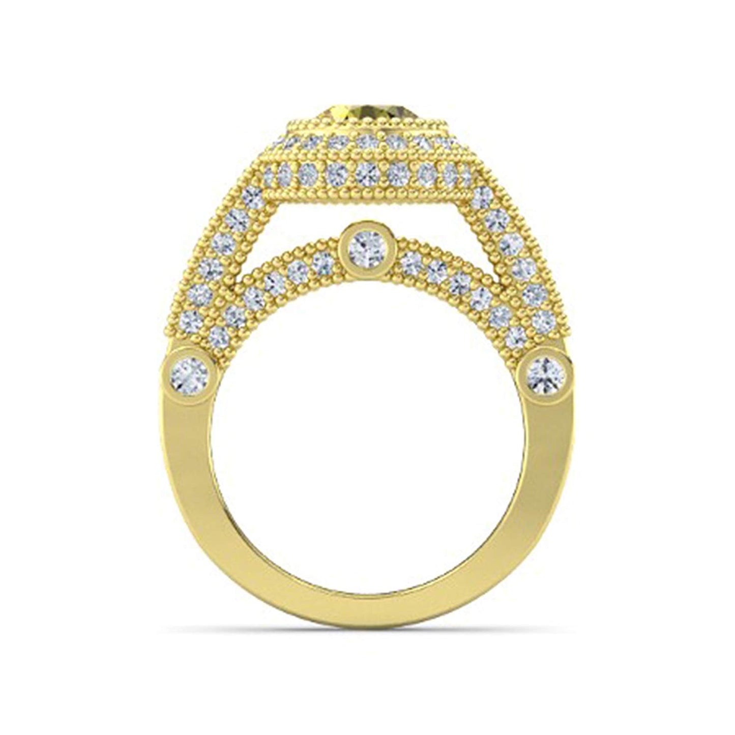 atjewels Round Yellow Sapphire 18K Yellow Gold Over .925 Sterling Silver Solitaire w/ Accents Ring for Women's MOTHER'S DAY SPECIAL OFFER - atjewels.in