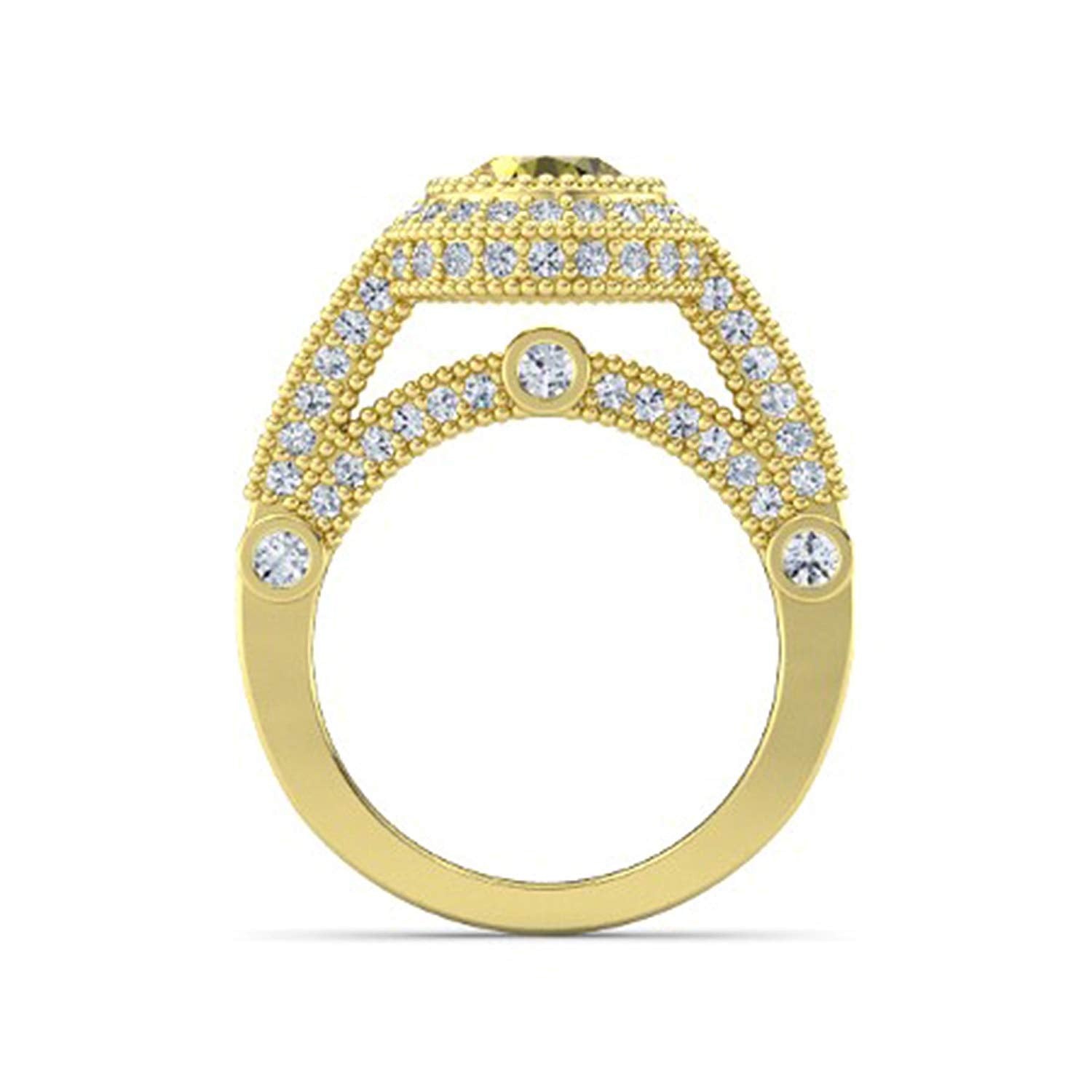 atjewels Round Yellow Sapphire 18K Yellow Gold Over .925 Sterling Silver Solitaire w/ Accents Ring for Women's MOTHER'S DAY SPECIAL OFFER - atjewels.in