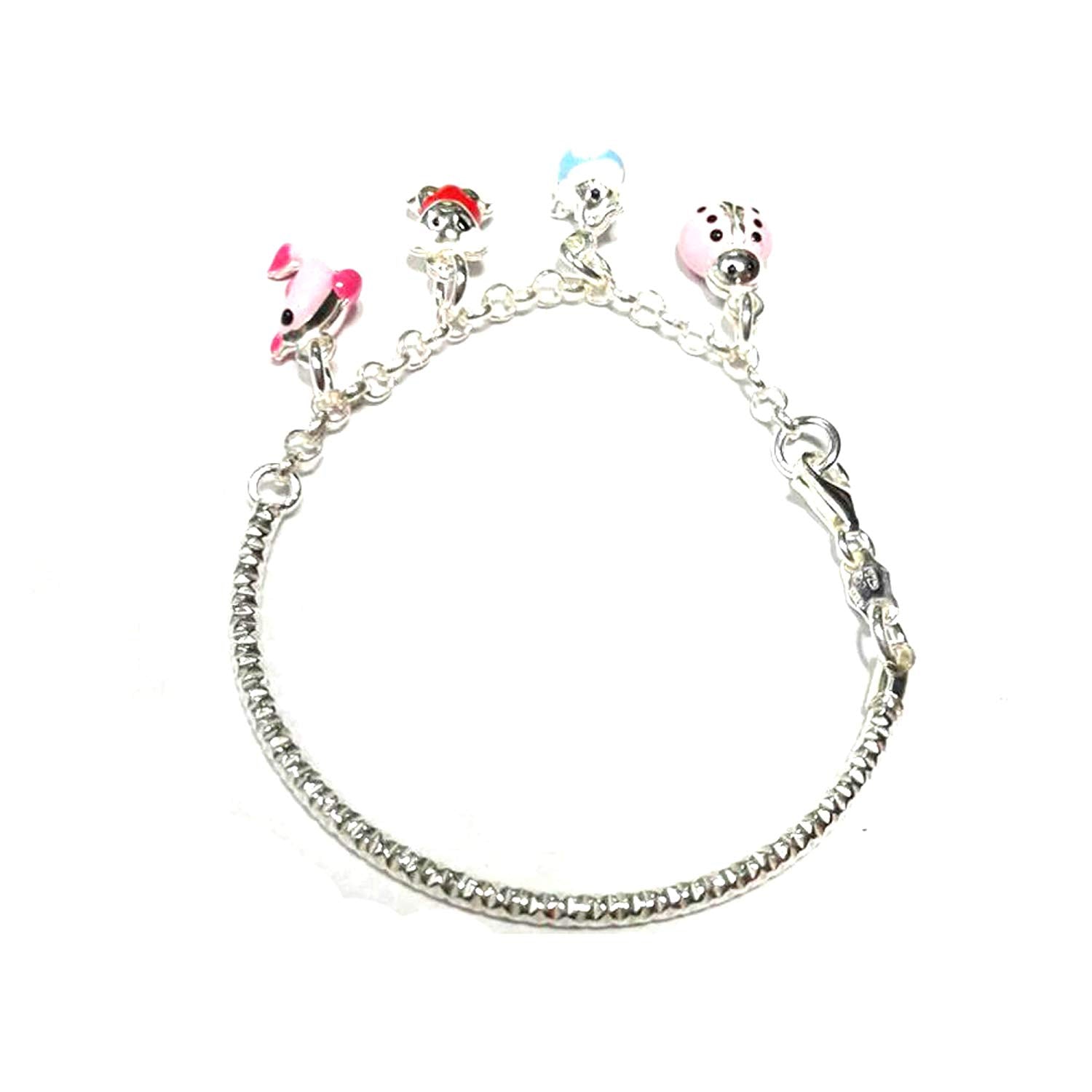 atjewels .925 Sterling Silver Charm 1 Pair of Bracelet & Anklets For Kid's For MOTHER'S DAY SPECIAL OFFER - atjewels.in