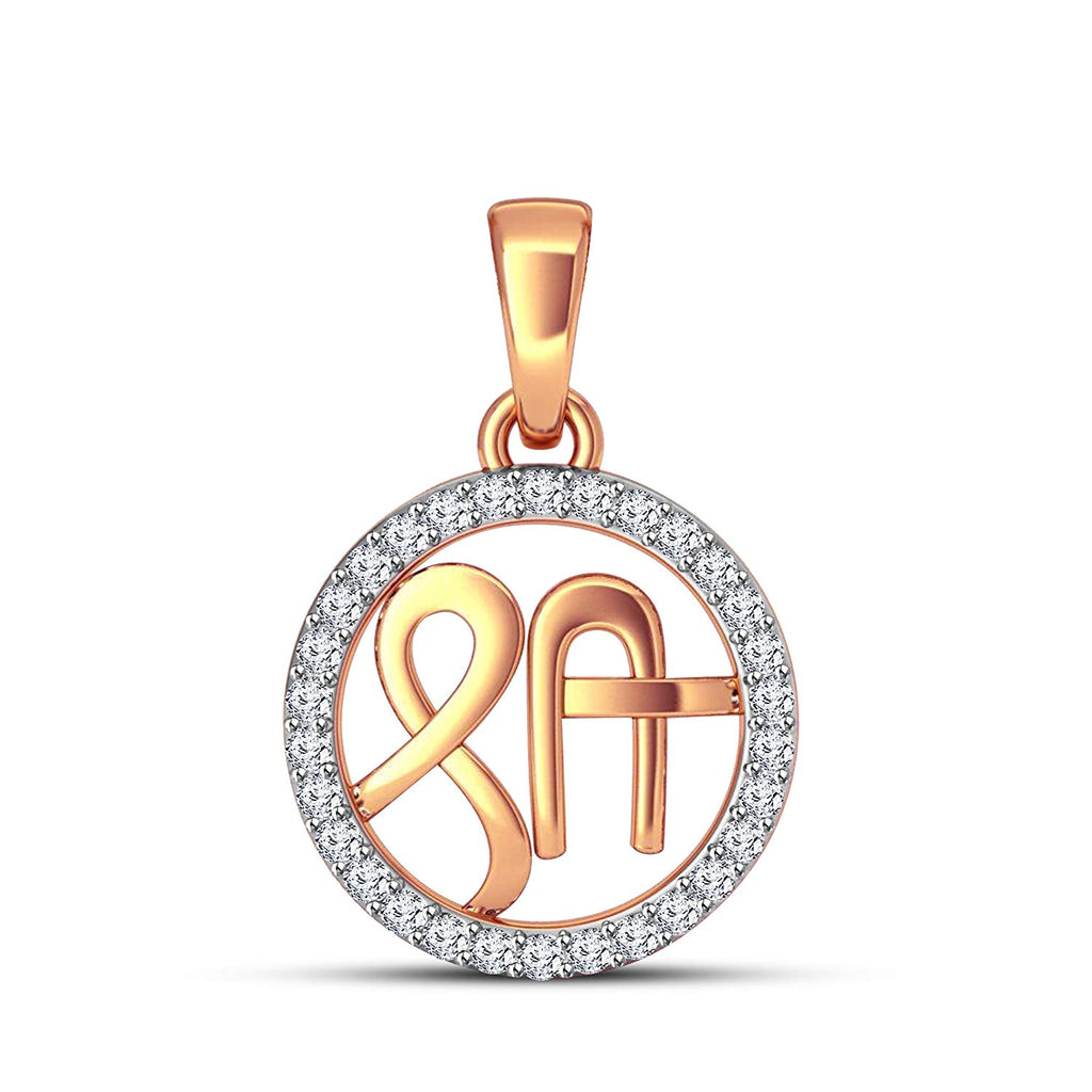 atjewels 18K Rose Gold Over 925 Sterling Silver White CZ Shree Pendant For Men and Women MOTHER'S DAY SPECIAL OFFER - atjewels.in