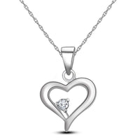 atjewels 18K White Gold on 925 Sterling White CZ Heart Pendant Without Chain For Women's MOTHER'S DAY SPECIAL OFFER - atjewels.in