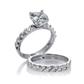 atjewels 2.40 ct Sterling Silver White Simulated Diamond Round Cut with Slanted Bridal Ring Set For Women's MOTHER'S DAY SPECIAL OFFER - atjewels.in