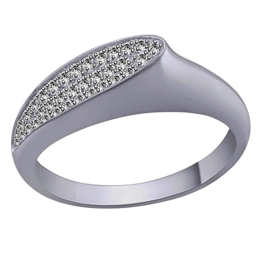 atjewels Round Cut White CZ .925 Sterling Silver Cocktail Band Ring For Women's and Girl's For Diwali Special - atjewels.in