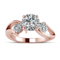 atjewels 14K Rose Gold Over .925 Sterling Silver White Cubic Zirconia Three Stone Ring MOTHER'S DAY SPECIAL OFFER - atjewels.in