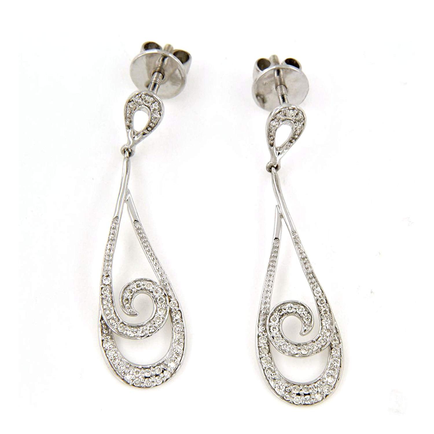 atjewels American Diamond Dangle Earrings in 14k White Gold Plated 925 Sterling Silver MOTHER'S DAY SPECIAL OFFER - atjewels.in