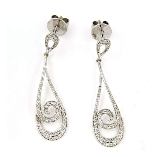 atjewels American Diamond Dangle Earrings in 14k White Gold Plated 925 Sterling Silver MOTHER'S DAY SPECIAL OFFER - atjewels.in