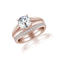 atjewels 18K Rose Gold Over 925 Sterling Silver Round Cut White CZ Bridal Ring Set MOTHER'S DAY SPECIAL OFFER - atjewels.in