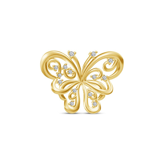 atjewels 18K Yellow Gold Over 925 Sterling Round White CZ Butterfly Pendant MOTHER'S DAY SPECIAL OFFER - atjewels.in