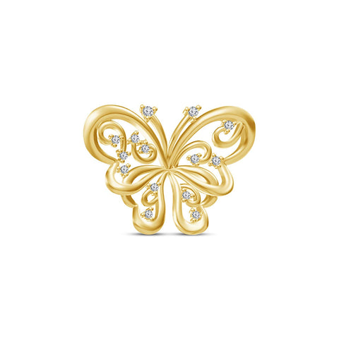 atjewels 18K Yellow Gold Over 925 Sterling Round White CZ Butterfly Pendant MOTHER'S DAY SPECIAL OFFER - atjewels.in